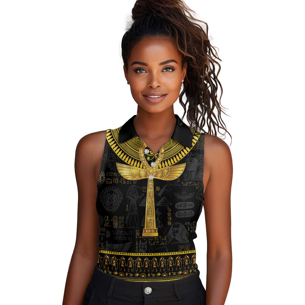 The Ankh Egyptian Hieroglyphs Women Sleeveless Polo Shirt