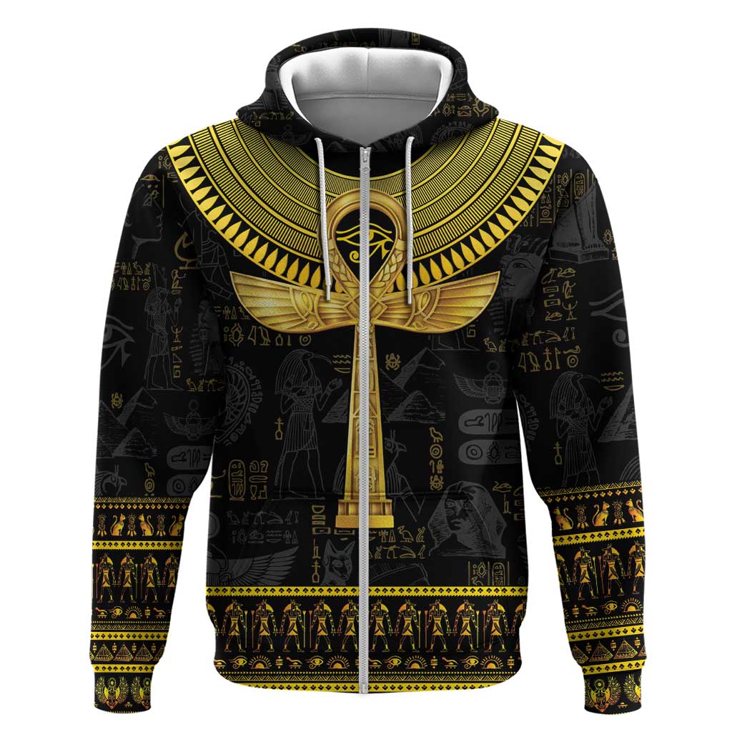 The Ankh Egyptian Hieroglyphs Zip Hoodie