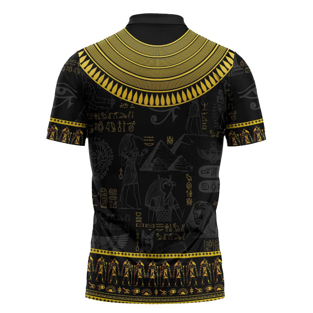The Ankh Egyptian Hieroglyphs Zipper Polo Shirt
