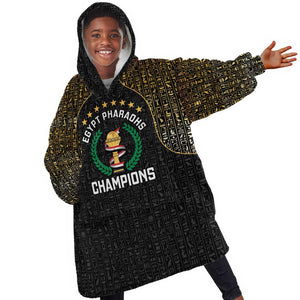 Custom Egypt Pharaohs Kid Wearable Blanket Hoodie African Football Champions 2025