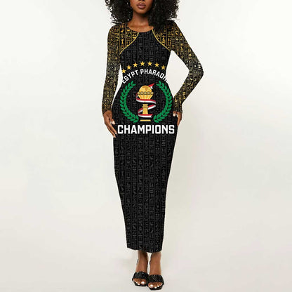 Custom Egypt Pharaohs Long Sleeve Bodycon Dress African Football Champions 2025