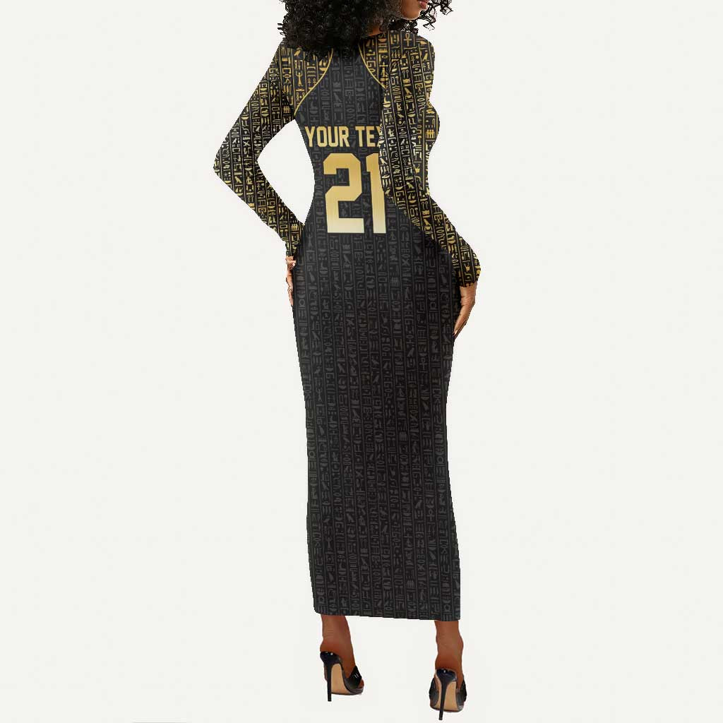 Custom Egypt Pharaohs Long Sleeve Bodycon Dress African Football Champions 2025