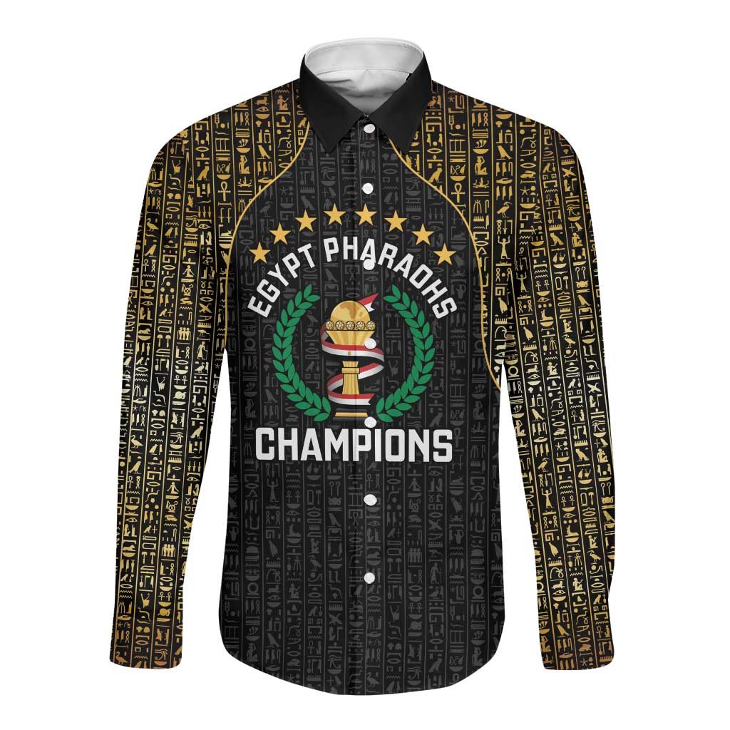 Custom Egypt Pharaohs Long Sleeve Button Shirt African Football Champions 2025