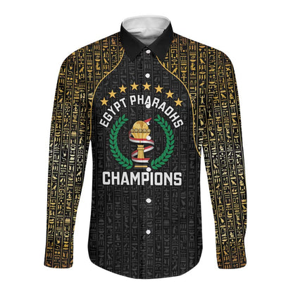 Custom Egypt Pharaohs Long Sleeve Button Shirt African Football Champions 2025
