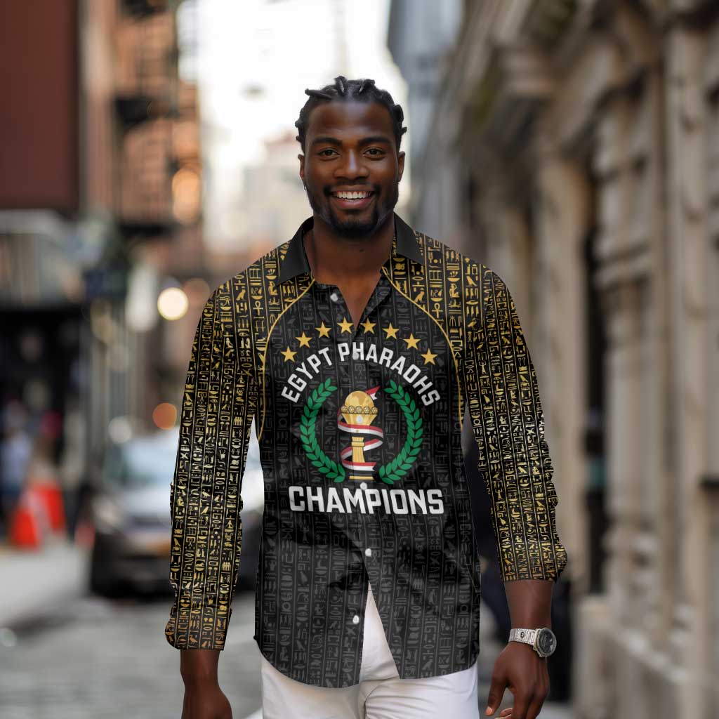 Custom Egypt Pharaohs Long Sleeve Button Shirt African Football Champions 2025