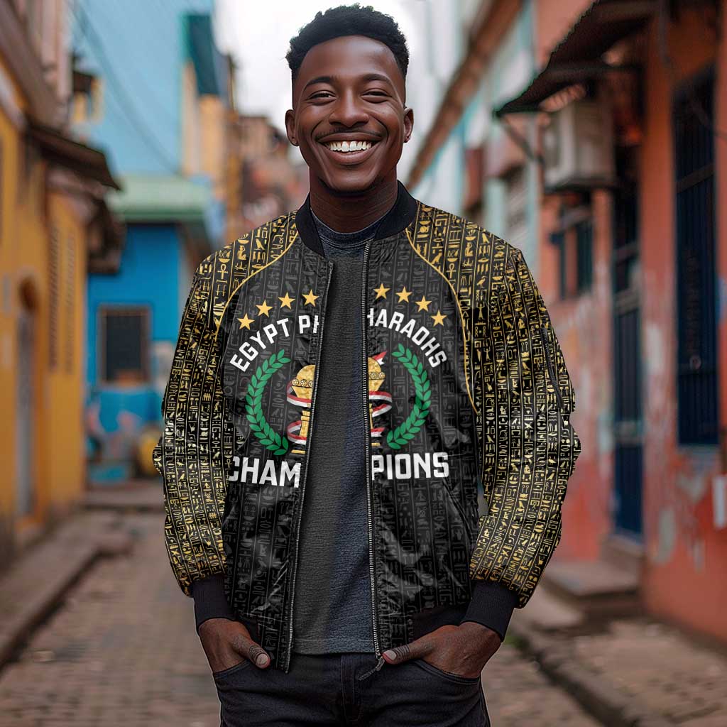 Custom Egypt Pharaohs Sleeve Zip Bomber Jacket African Football Champions 2025