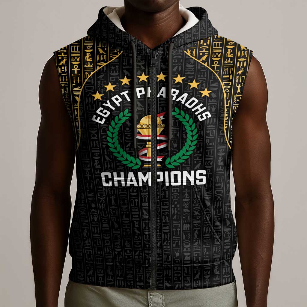 Custom Egypt Pharaohs Sleeveless Zip Hoodie African Football Champions 2025
