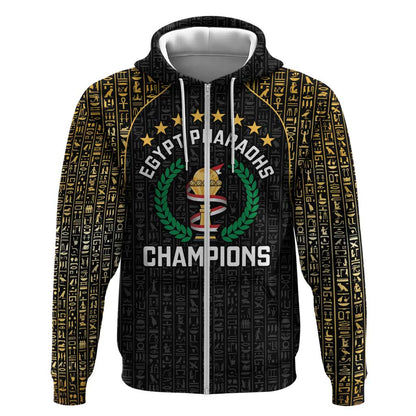 Custom Egypt Pharaohs Zip Hoodie African Football Champions 2025