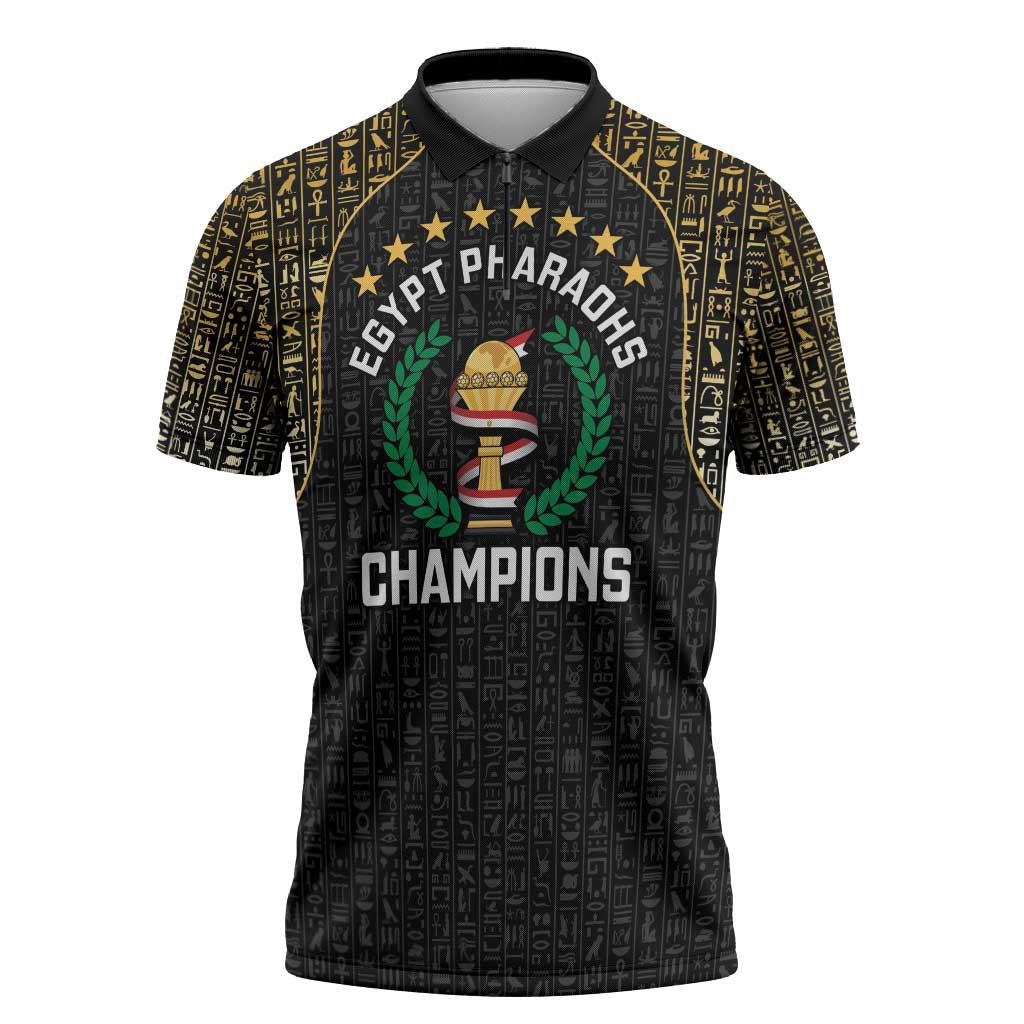Custom Egypt Pharaohs Zipper Polo Shirt African Football Champions 2025
