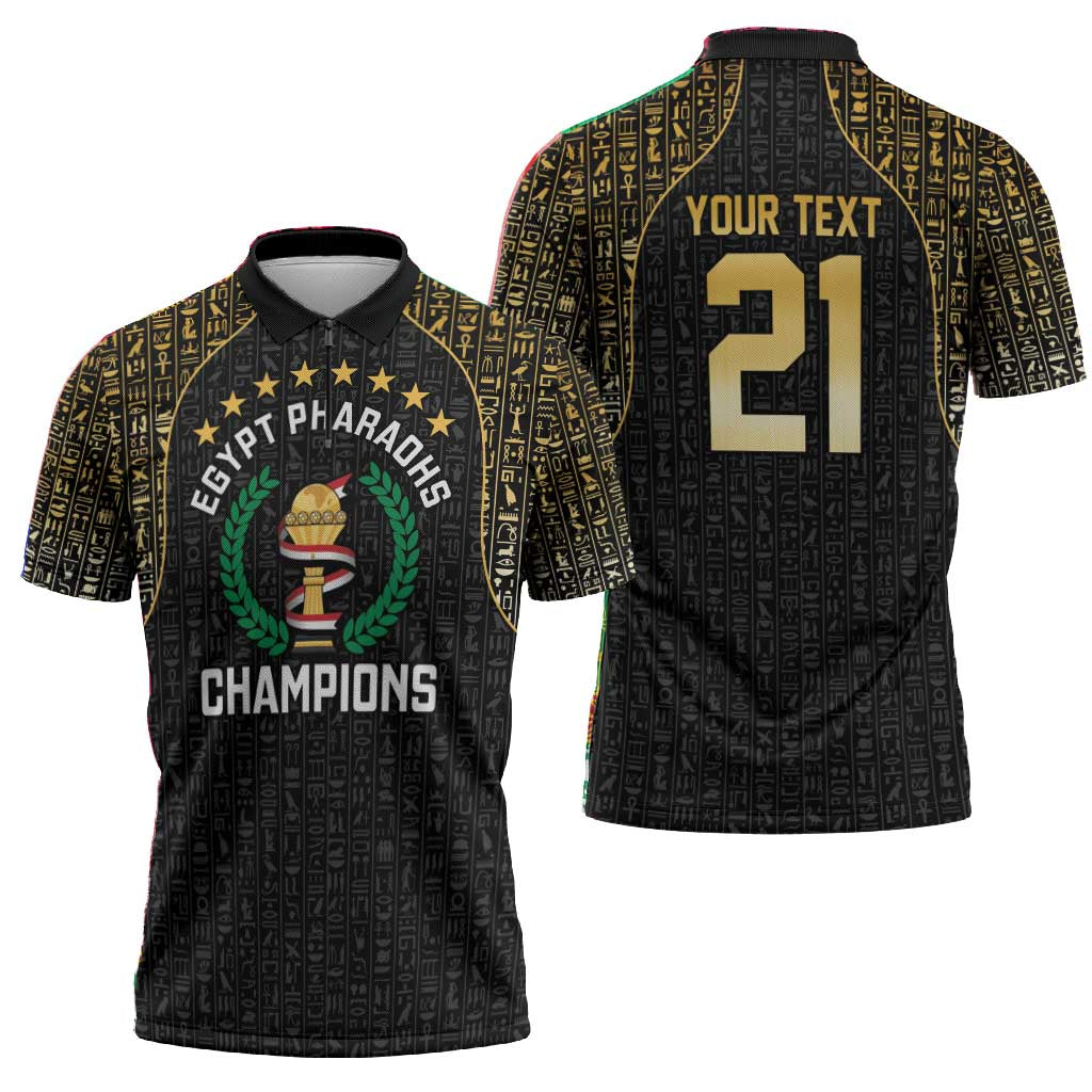 Custom Egypt Pharaohs Zipper Polo Shirt African Football Champions 2025