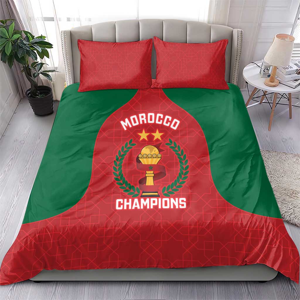 Morocco Atlas Lions Bedding Set African Football Champions 2025