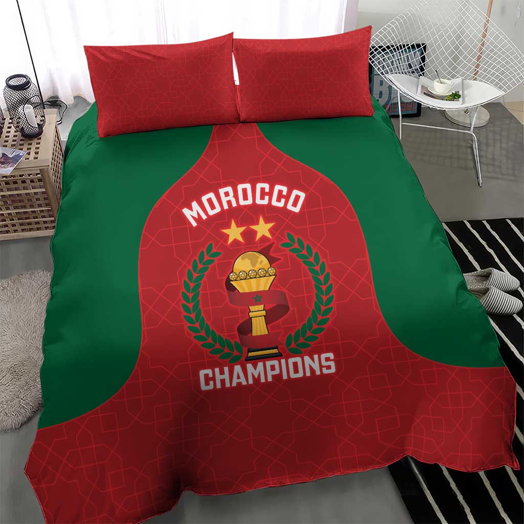 Morocco Atlas Lions Bedding Set African Football Champions 2025
