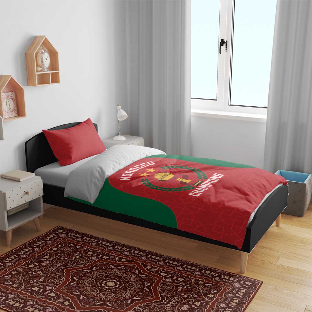 Morocco Atlas Lions Bedding Set African Football Champions 2025