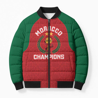 Custom Morocco Atlas Lions Bomber Puffer Jacket African Football Champions 2025