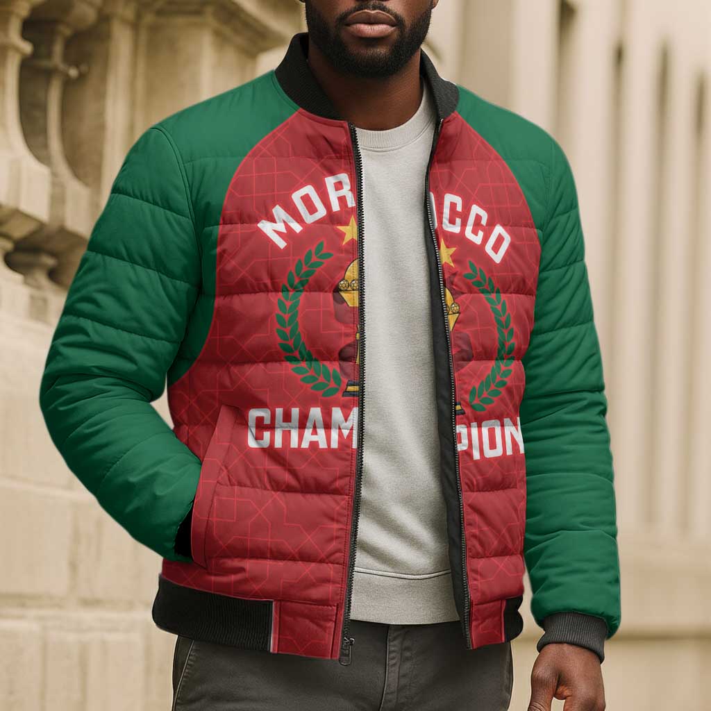 Custom Morocco Atlas Lions Bomber Puffer Jacket African Football Champions 2025