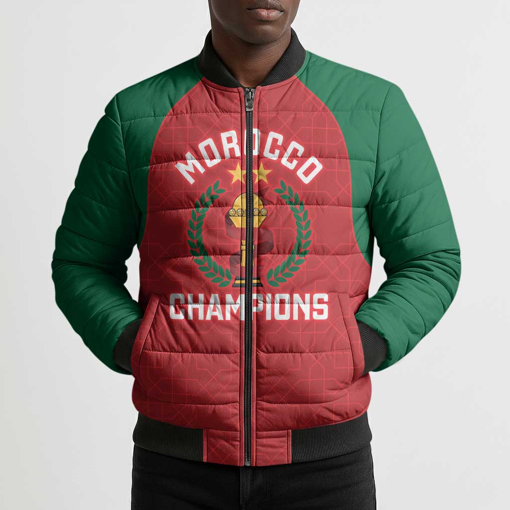Custom Morocco Atlas Lions Bomber Puffer Jacket African Football Champions 2025