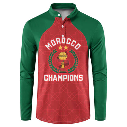 Custom Morocco Atlas Lions Button Sweatshirt African Football Champions 2025