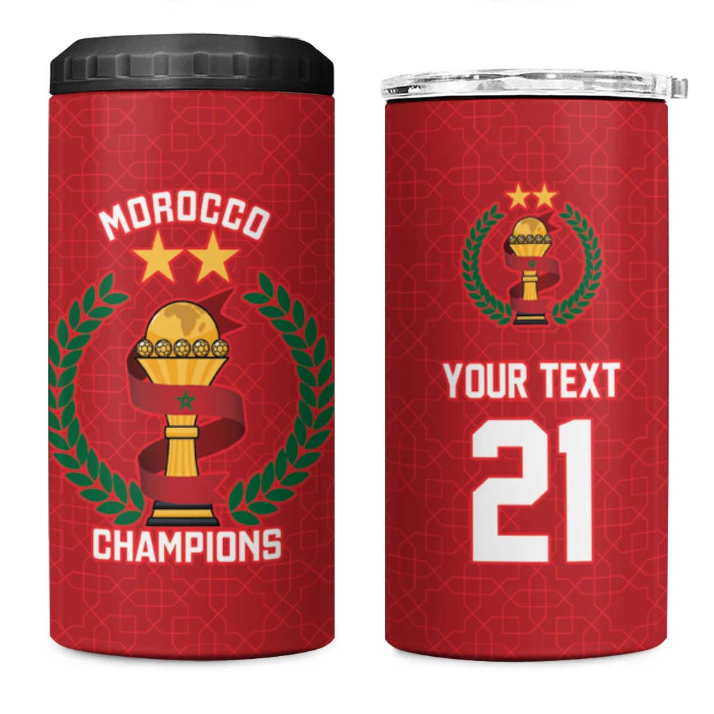 Custom Morocco Atlas Lions 4 in 1 Can Cooler Tumbler African Football Champions 2025