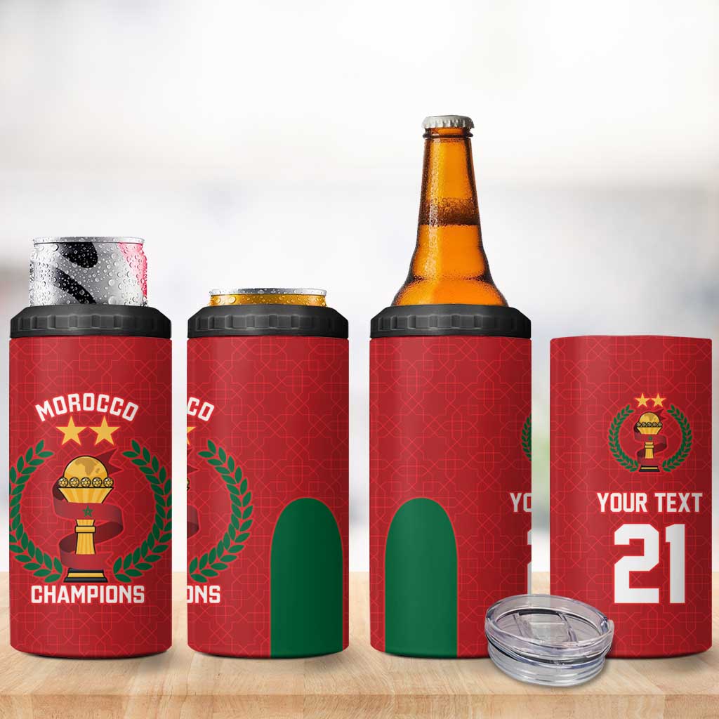 Custom Morocco Atlas Lions 4 in 1 Can Cooler Tumbler African Football Champions 2025