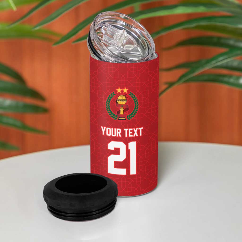 Custom Morocco Atlas Lions 4 in 1 Can Cooler Tumbler African Football Champions 2025