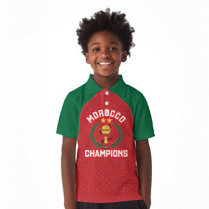 Custom Morocco Atlas Lions Kid Polo Shirt African Football Champions 2025