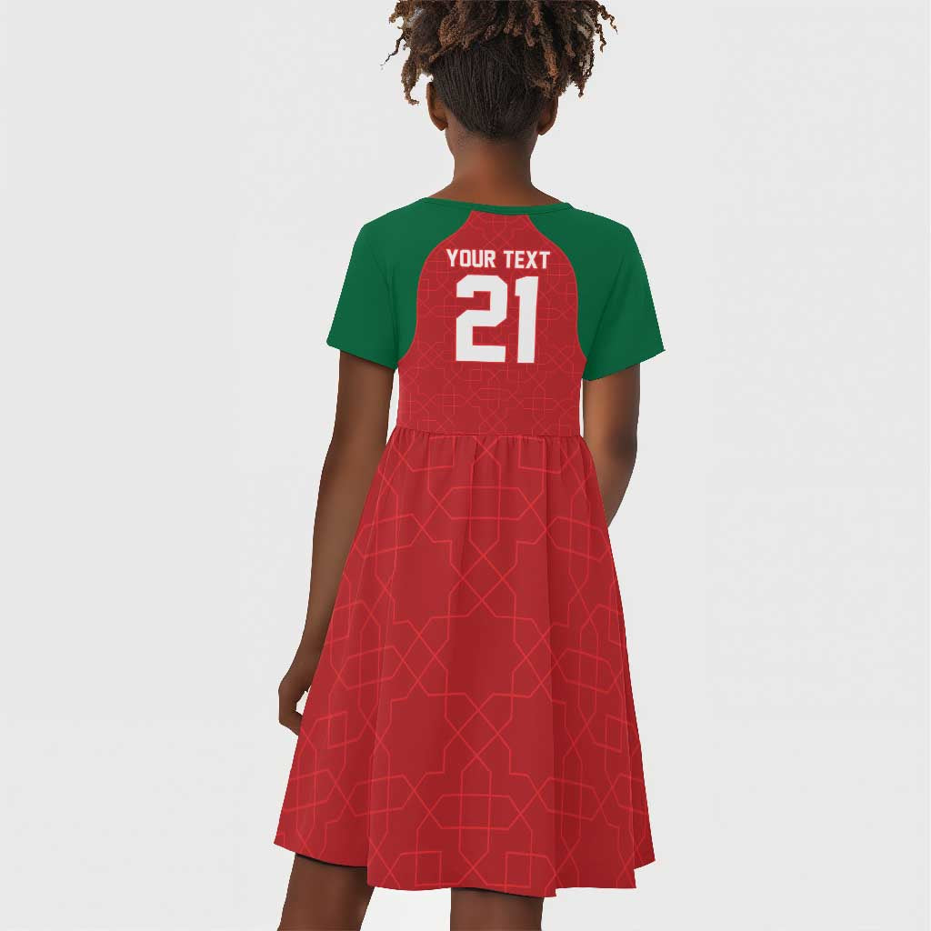 Custom Morocco Atlas Lions Kid Short Sleeve Dress African Football Champions 2025