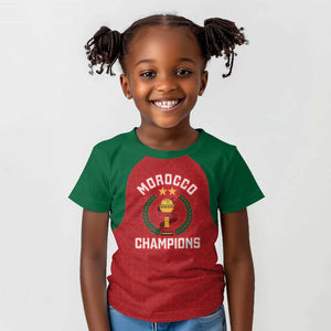 Custom Morocco Atlas Lions Kid T shirt African Football Champions 2025