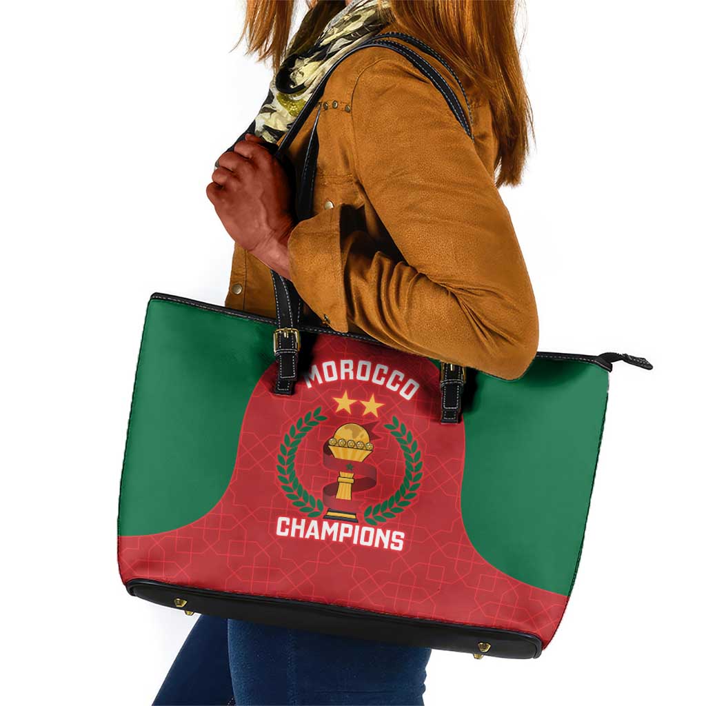 Morocco Atlas Lions Leather Tote Bag African Football Champions 2025