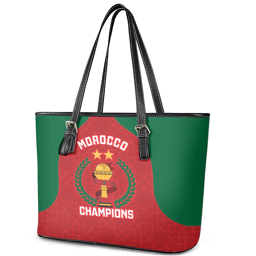Morocco Atlas Lions Leather Tote Bag African Football Champions 2025