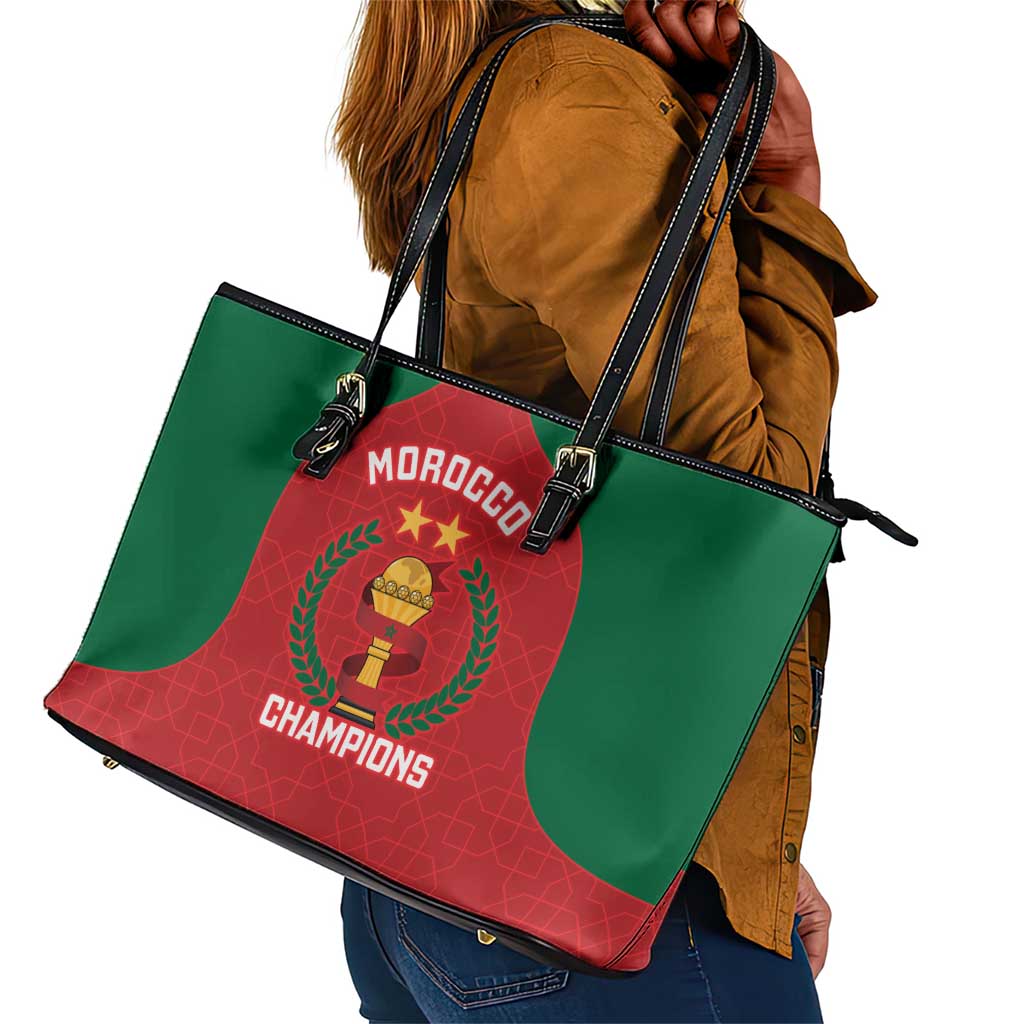 Morocco Atlas Lions Leather Tote Bag African Football Champions 2025
