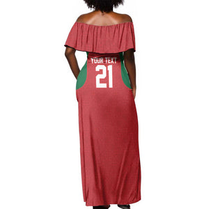 Custom Morocco Atlas Lions Off Shoulder Maxi Dress African Football Champions 2025