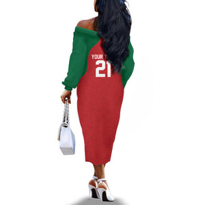 Custom Morocco Atlas Lions Off The Shoulder Long Sleeve Dress African Football Champions 2025