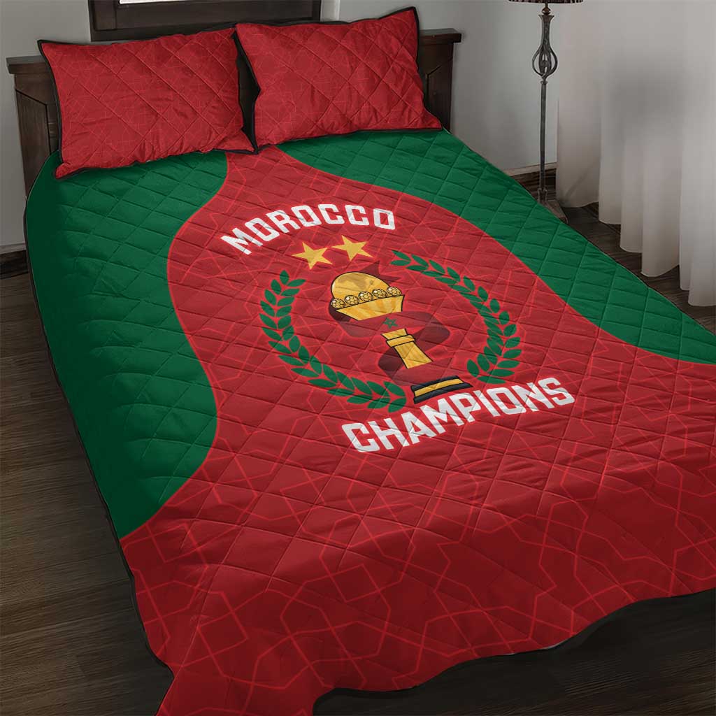 Morocco Atlas Lions Quilt Bed Set African Football Champions 2025