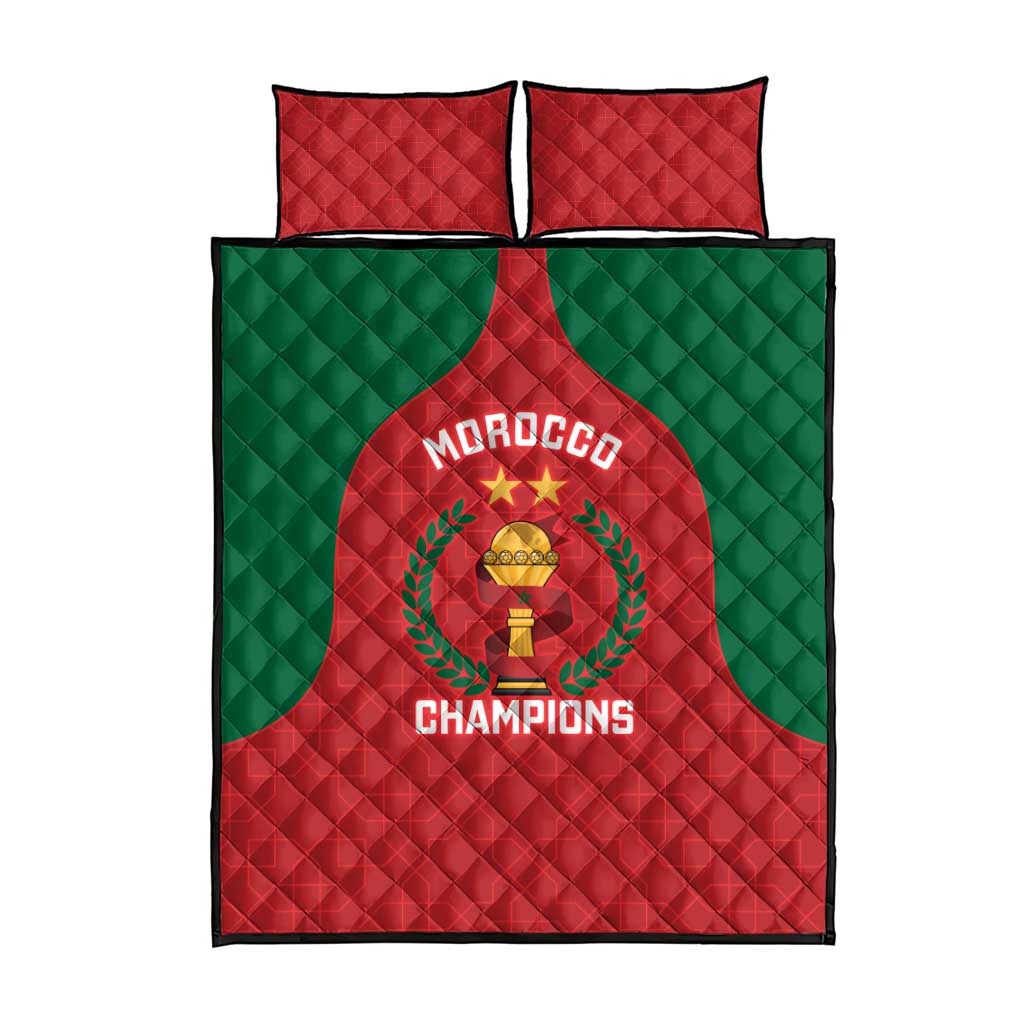 Morocco Atlas Lions Quilt Bed Set African Football Champions 2025