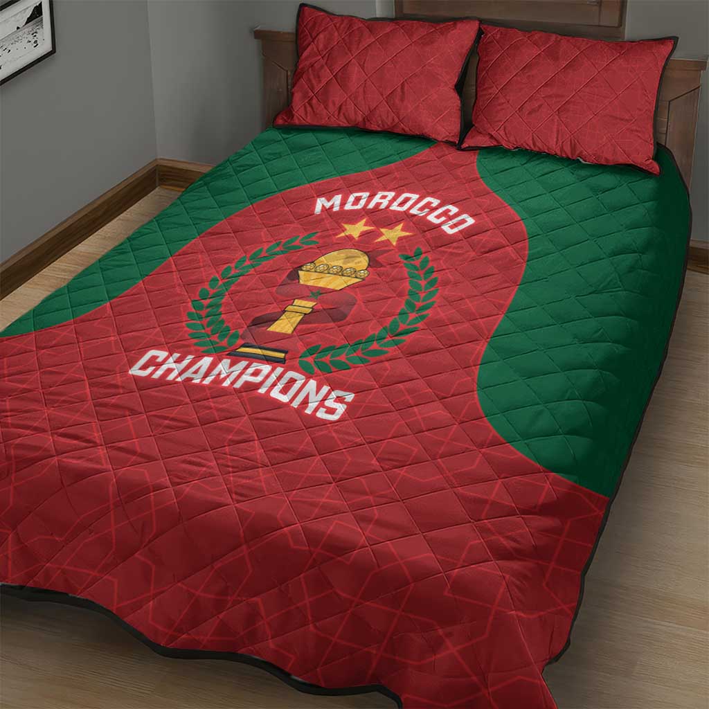 Morocco Atlas Lions Quilt Bed Set African Football Champions 2025