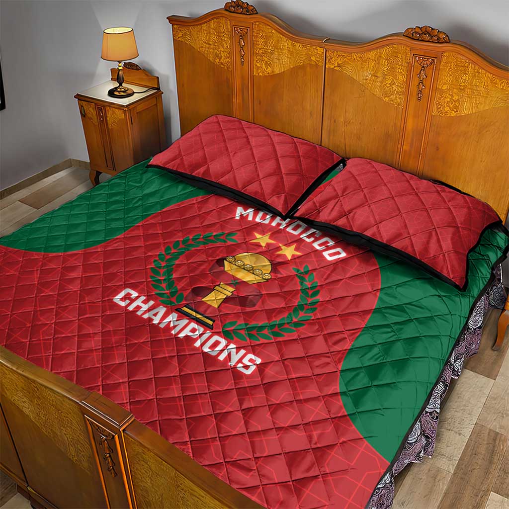 Morocco Atlas Lions Quilt Bed Set African Football Champions 2025