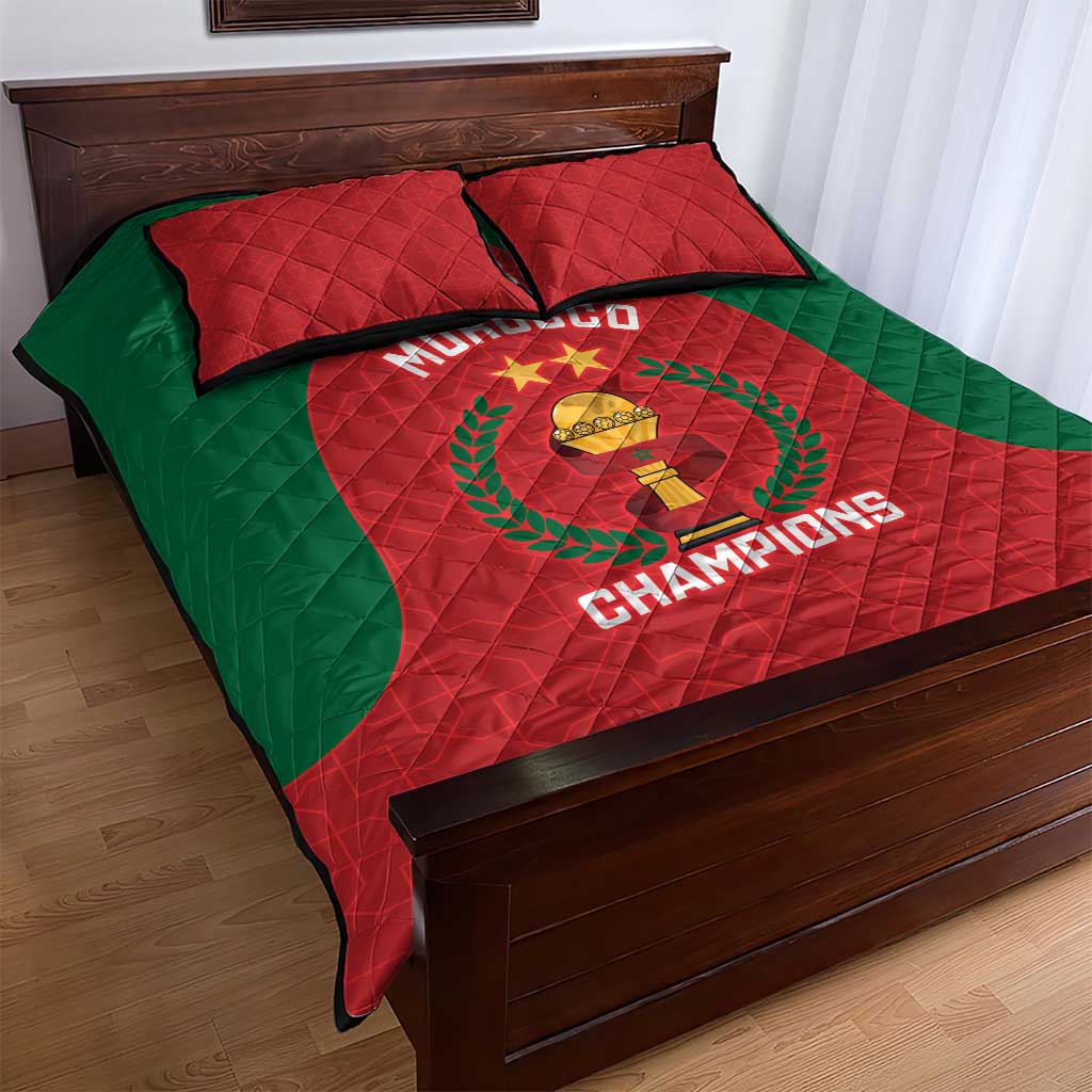 Morocco Atlas Lions Quilt Bed Set African Football Champions 2025