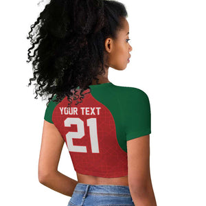 Custom Morocco Atlas Lions Raglan Cropped T shirt African Football Champions 2025