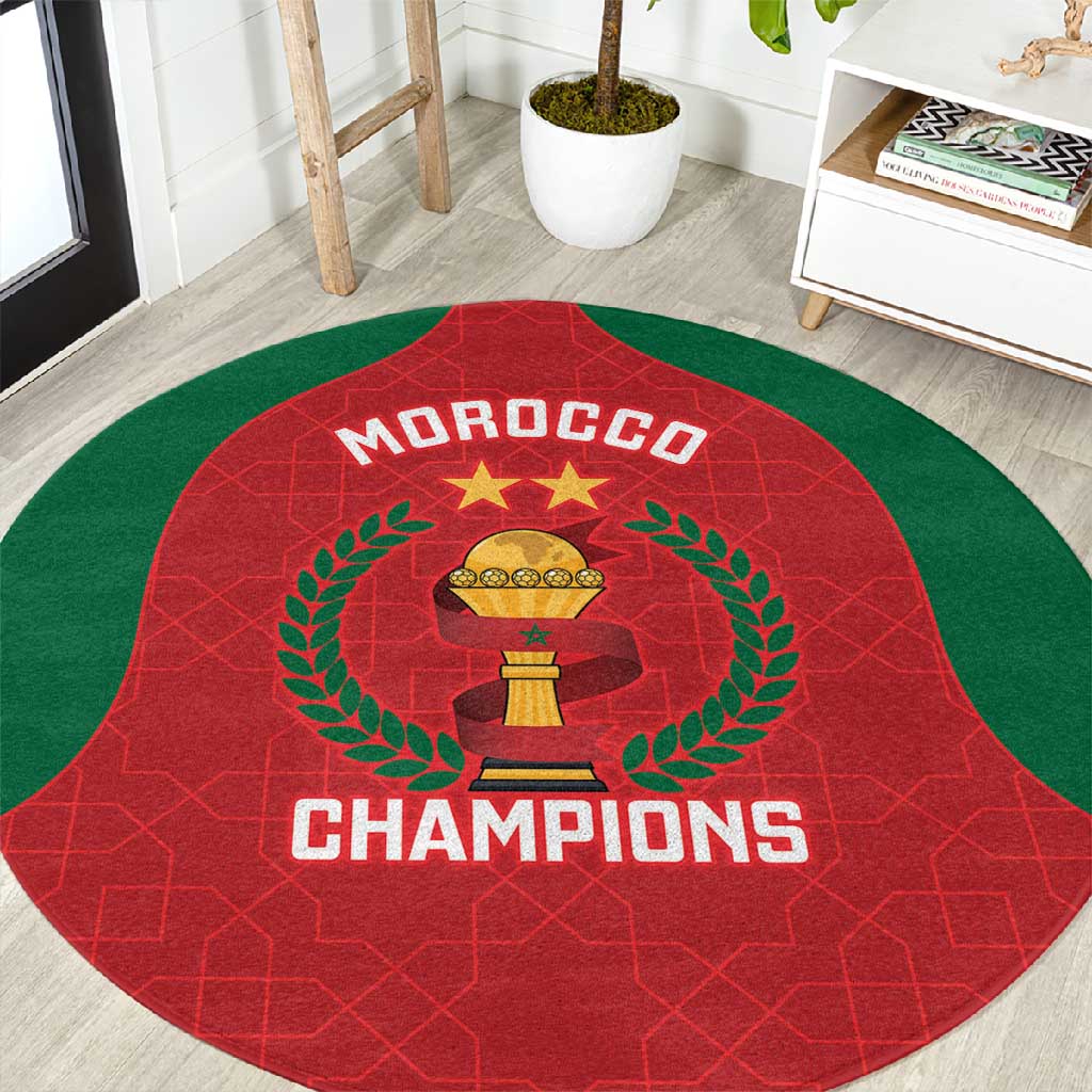 Morocco Atlas Lions Round Carpet African Football Champions 2025