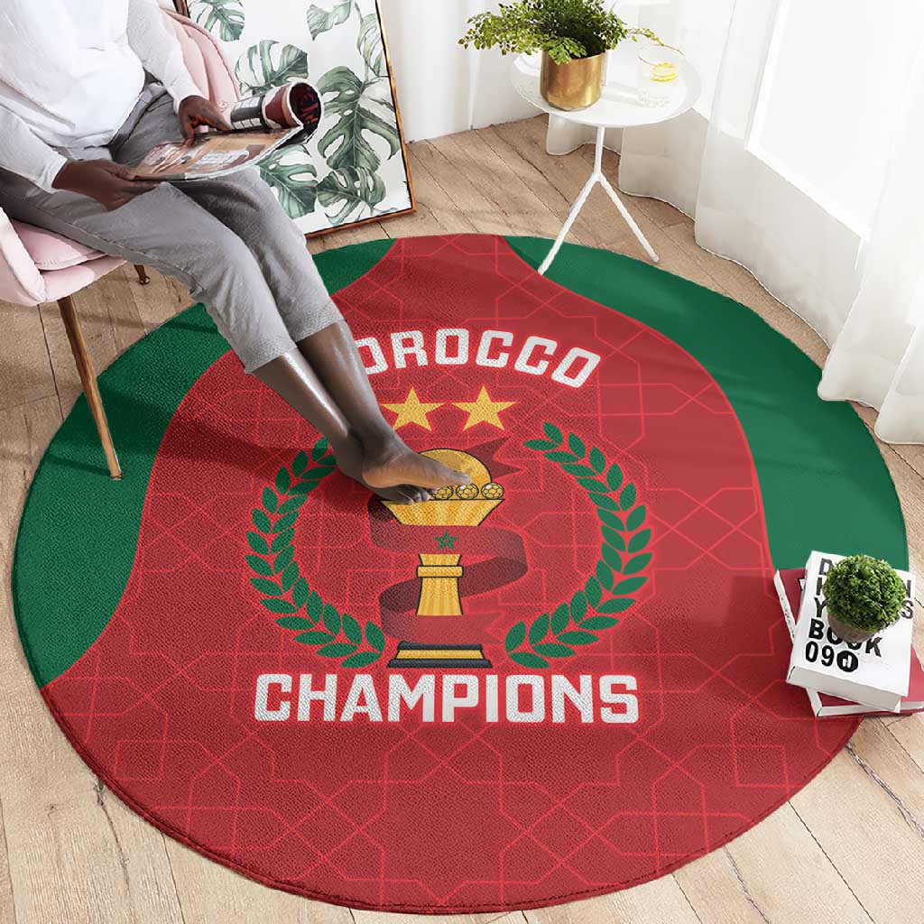 Morocco Atlas Lions Round Carpet African Football Champions 2025