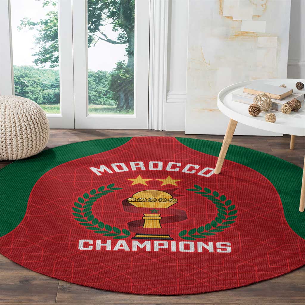 Morocco Atlas Lions Round Carpet African Football Champions 2025