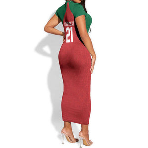 Custom Morocco Atlas Lions Short Sleeve Bodycon Dress African Football Champions 2025