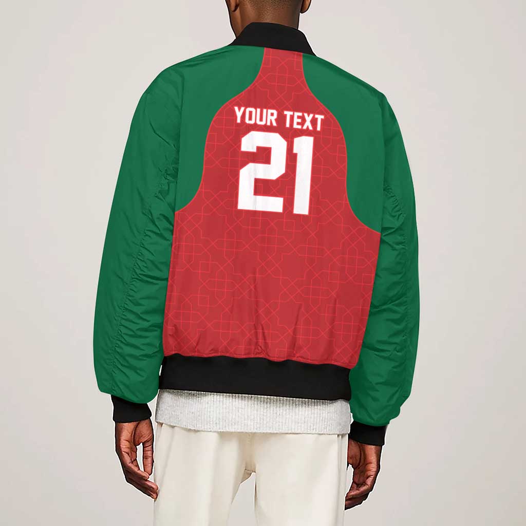Custom Morocco Atlas Lions Sleeve Zip Bomber Jacket African Football Champions 2025