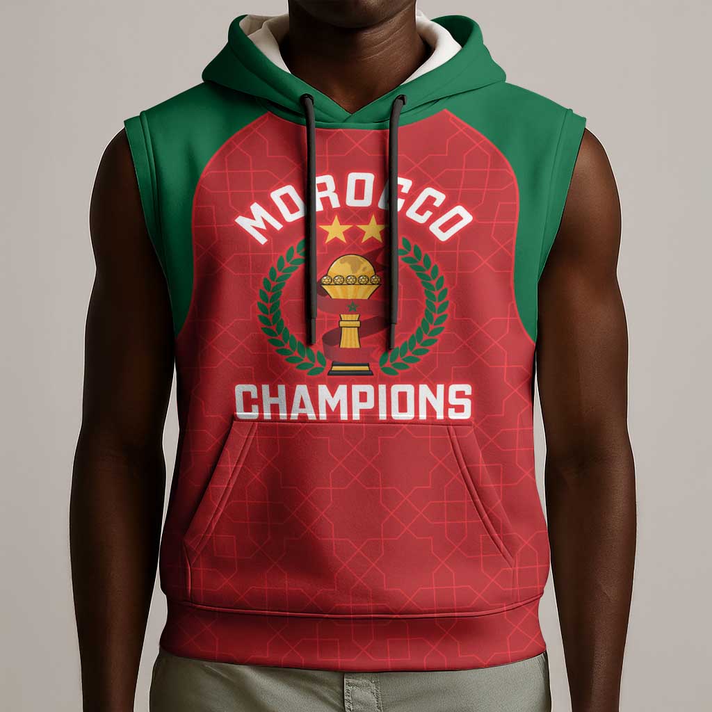 Custom Morocco Atlas Lions Sleeveless Hoodie African Football Champions 2025