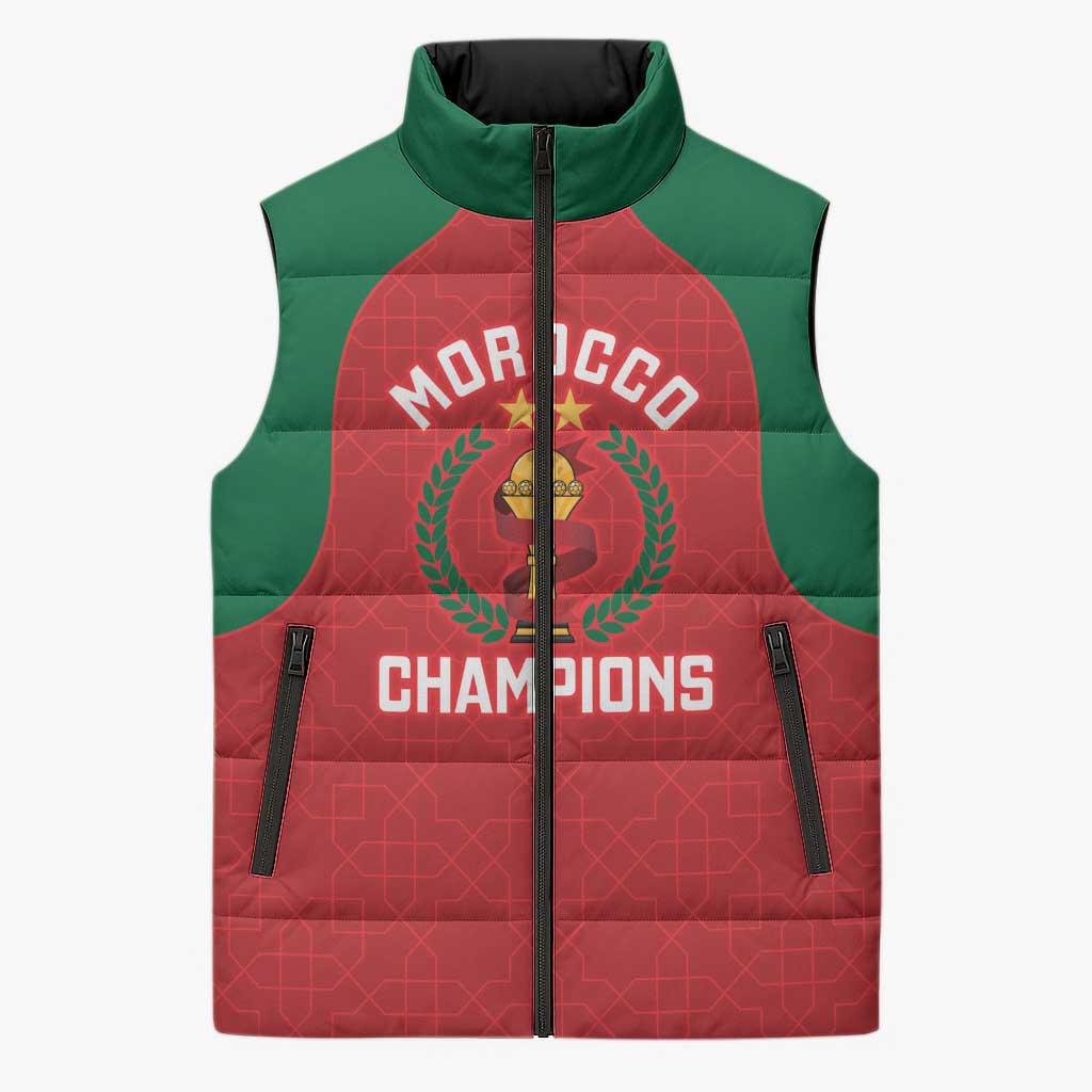 Custom Morocco Atlas Lions Sleeveless Puffer Jacket African Football Champions 2025