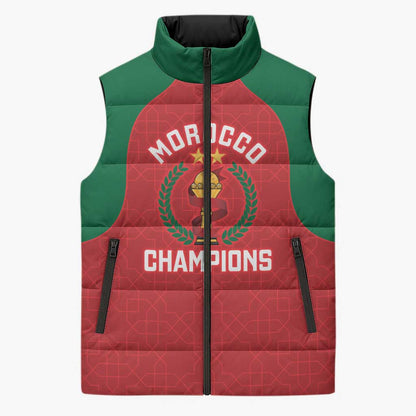 Custom Morocco Atlas Lions Sleeveless Puffer Jacket African Football Champions 2025