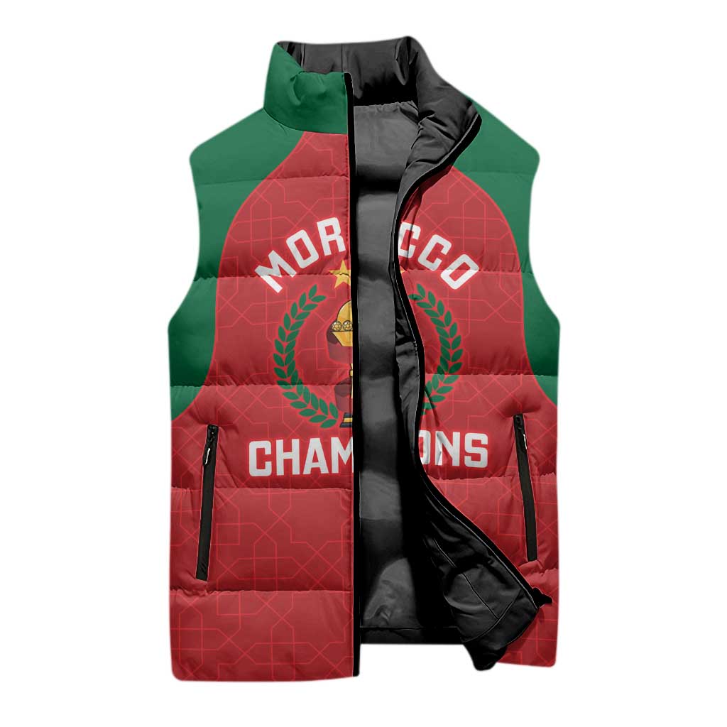 Custom Morocco Atlas Lions Sleeveless Puffer Jacket African Football Champions 2025