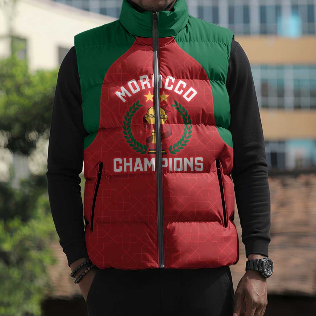 Custom Morocco Atlas Lions Sleeveless Puffer Jacket African Football Champions 2025