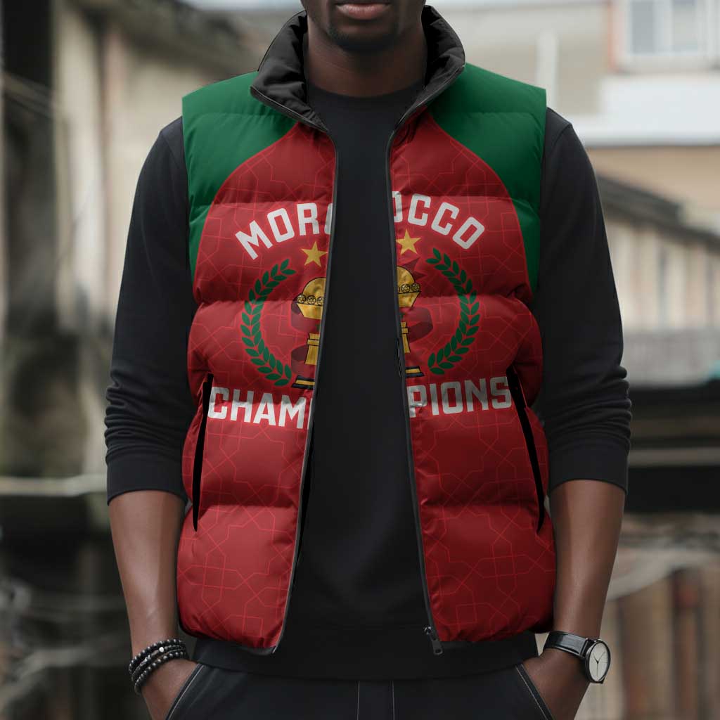 Custom Morocco Atlas Lions Sleeveless Puffer Jacket African Football Champions 2025
