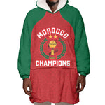Custom Morocco Atlas Lions Wearable Blanket Hoodie African Football Champions 2025